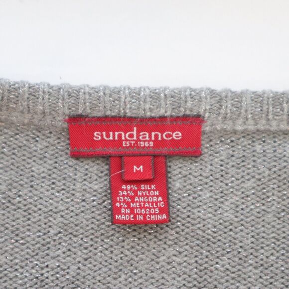 Sundance Size M Metallic Knit Crop Cardigan Sweater Button Gray - Picture 8 of 9